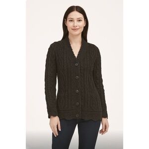 NEW!! ARANCRAFTS Aran Crafts Merino Wool Gray Cardigan Sweater XXS XX-Small